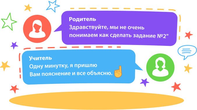 Картинка примера общения в чате родителя с учителем